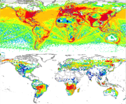world map showing emission sources