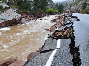 Damaged road from the 2013 Colorado flood