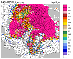 Example of a sea ice area extent forecast from the RASM-ESRL model